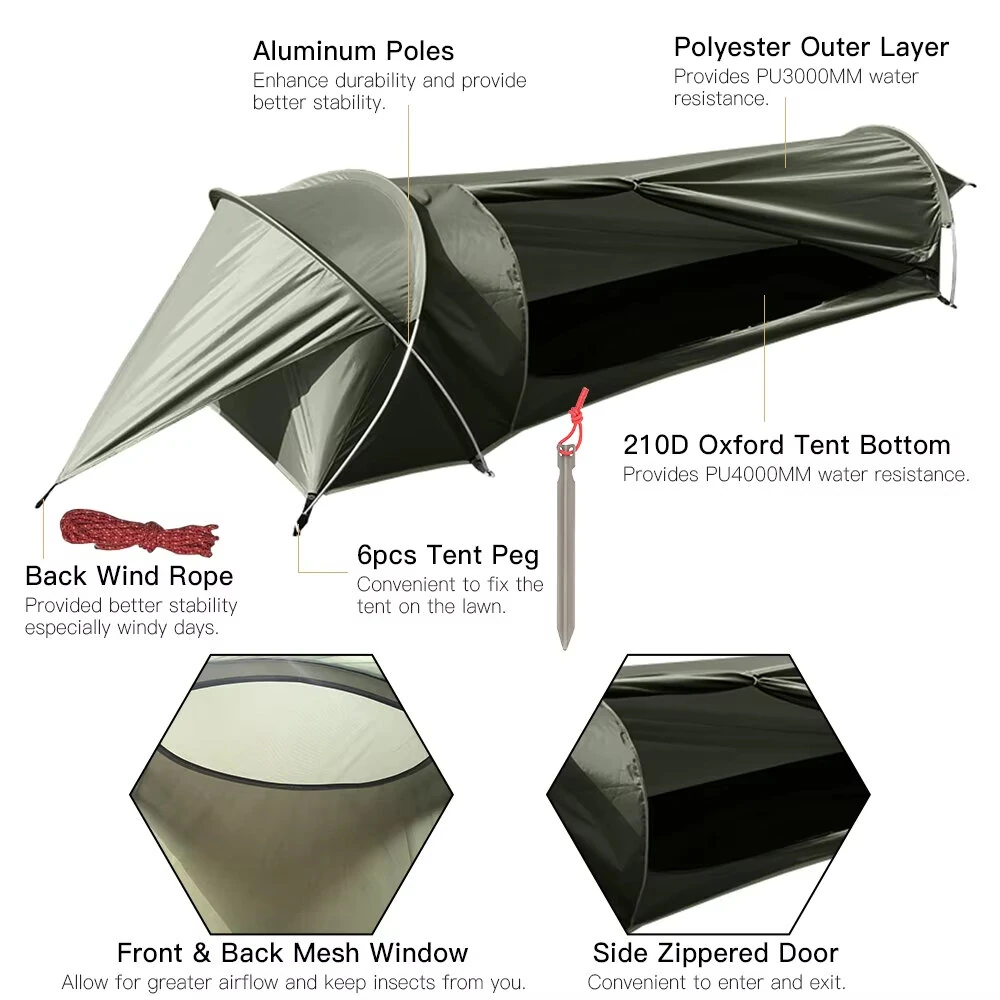 (image for) IPRee Ultralight Waterproof Camping Tent, Tat Single Tent, 210D Oxford Tent, Astronomical, Outdoor Backpacking, Hiking, Fishing